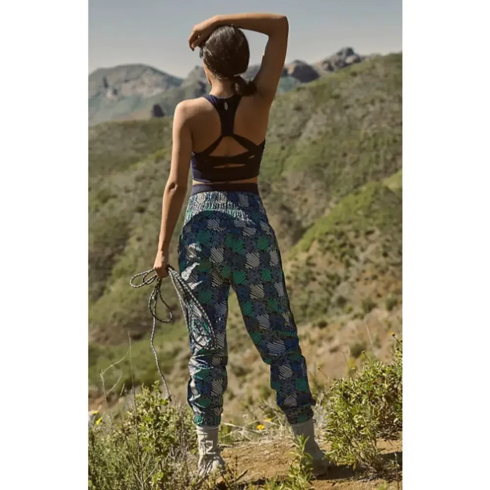 Free People Movement The Way Home Printed Joggers Womens Small Blue Green Floral